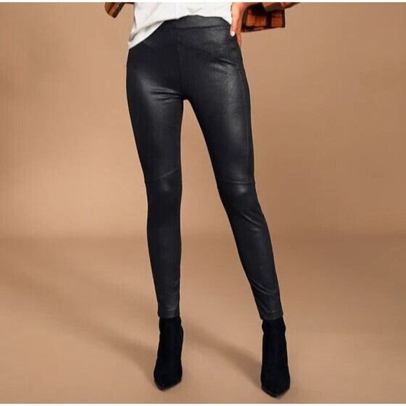 Free People Midnight Black Vegan Suede Leggings Women’s Size M High Rise Party - Picture 1 of 10